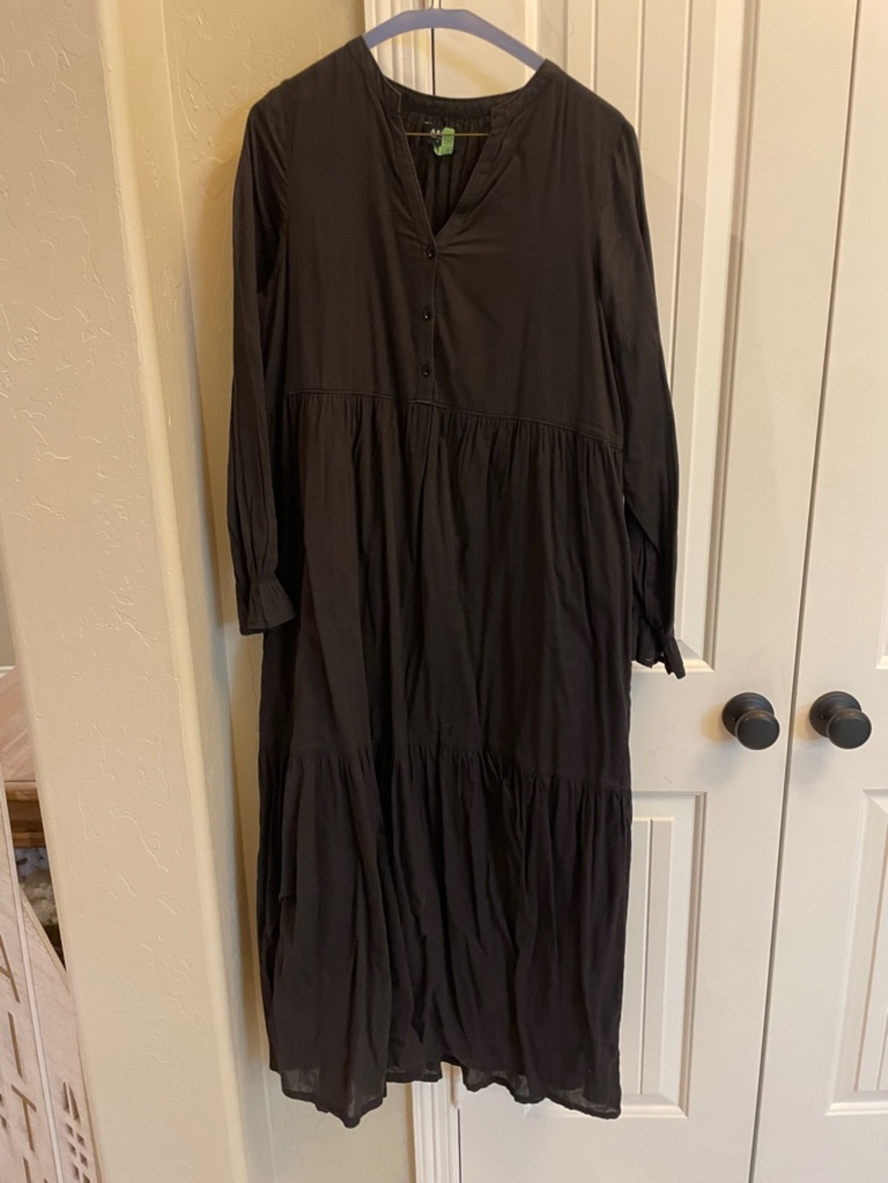 Black Long Sleeve Tiered Maxi Dress - Able